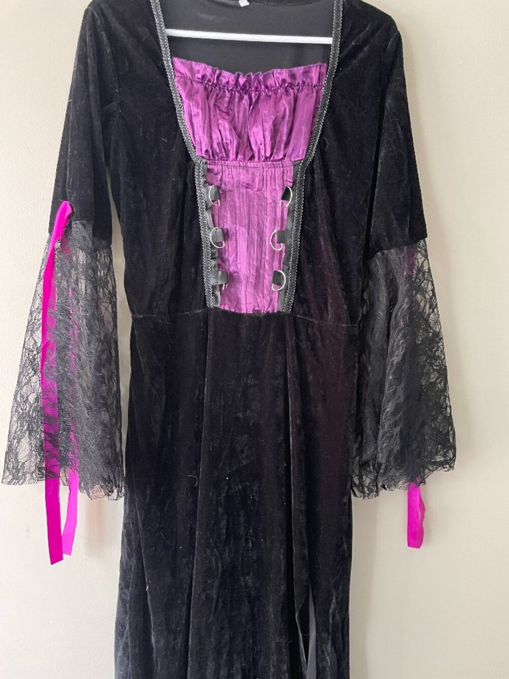 Black & Purple Velvet Gothic Costume Dress